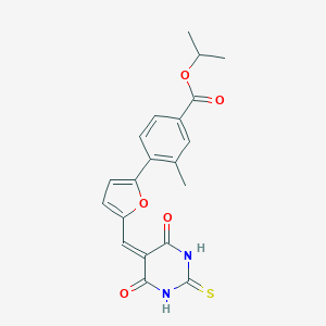 molecular formula C20H18N2O5S B305916 isopropyl 4-{5-[(4,6-dioxo-2-thioxotetrahydro-5(2H)-pyrimidinylidene)methyl]-2-furyl}-3-methylbenzoate 