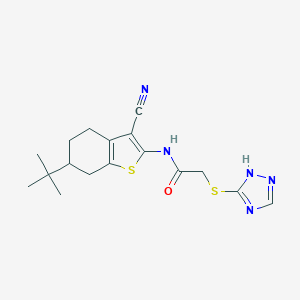 molecular formula C17H21N5OS2 B305919 N-(6-tert-butyl-3-cyano-4,5,6,7-tetrahydro-1-benzothien-2-yl)-2-(4H-1,2,4-triazol-3-ylsulfanyl)acetamide 