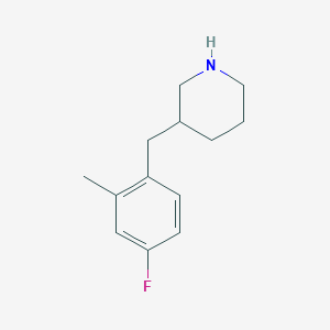 molecular formula C13H18FN B3059206 3-(4-Fluoro-2-methyl-benzyl)-piperidine CAS No. 955315-13-6