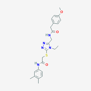 molecular formula C24H29N5O3S B305923 N-(3,4-dimethylphenyl)-2-{[4-ethyl-5-({[(4-methoxyphenyl)acetyl]amino}methyl)-4H-1,2,4-triazol-3-yl]sulfanyl}acetamide 