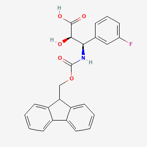 molecular formula C24H20FNO5 B3059250 (2R,3R)-3-((((9H-Fluoren-9-yl)methoxy)carbonyl)amino)-3-(3-fluorophenyl)-2-hydroxypropanoic acid CAS No. 959580-00-8