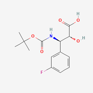 molecular formula C14H18FNO5 B3059251 (2R,3R)-3-((tert-Butoxycarbonyl)amino)-3-(3-fluorophenyl)-2-hydroxypropanoic acid CAS No. 959580-32-6