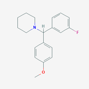 molecular formula C19H22FNO B3059301 Piperidine, 1-[(3-fluorophenyl)(4-methoxyphenyl)methyl]- CAS No. 96835-14-2
