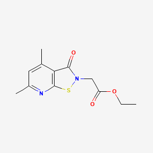 molecular formula C12H14N2O3S B3059304 Ethyl 2-(4,6-dimethyl-3-oxoisothiazolo[5,4-b]pyridin-2(3H)-yl)acetate CAS No. 97055-45-3