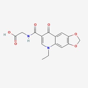 molecular formula C15H14N2O6 B3059310 Glycine, N-((5-ethyl-5,8-dihydro-8-oxo-1,3-dioxolo(4,5-g)quinolin-7-yl)carbonyl)- CAS No. 97515-38-3