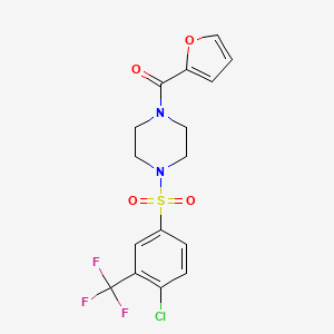 molecular formula C16H14ClF3N2O4S B3059312 1-((4-Chloro-3-(trifluoromethyl)phenyl)sulfonyl)-4-(2-furanylcarbonyl)piperazine CAS No. 97629-82-8