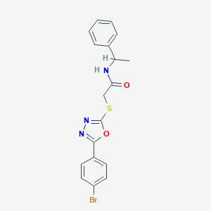 2-{[5-(4-bromophenyl)-1,3,4-oxadiazol-2-yl]sulfanyl}-N-(1-phenylethyl)acetamide