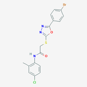 molecular formula C17H13BrClN3O2S B305935 2-{[5-(4-bromophenyl)-1,3,4-oxadiazol-2-yl]sulfanyl}-N-(4-chloro-2-methylphenyl)acetamide 