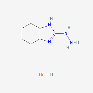 molecular formula C7H15BrN4 B3059374 2-hydrazinyl-3a,4,5,6,7,7a-hexahydro-1H-1,3-benzodiazole hydrobromide CAS No. 99347-22-5