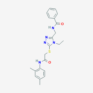 molecular formula C22H25N5O2S B305943 N-[(5-{[2-(2,4-dimethylanilino)-2-oxoethyl]sulfanyl}-4-ethyl-4H-1,2,4-triazol-3-yl)methyl]benzamide 