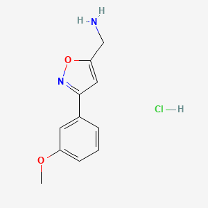 molecular formula C11H13ClN2O2 B3059449 1-[3-(3-Methoxyphenyl)-5-isoxazolyl]methanamine hydrochloride CAS No. 1431968-03-4