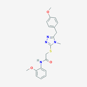 molecular formula C20H22N4O3S B305946 2-{[5-(4-methoxybenzyl)-4-methyl-4H-1,2,4-triazol-3-yl]sulfanyl}-N-(2-methoxyphenyl)acetamide 