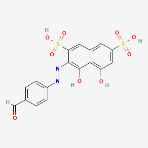 molecular formula C17H12N2O9S2 B3059476 3-[2-(4-Formylphenyl)hydrazinylidene]-5-hydroxy-4-oxo-3,4-dihydronaphthalene-2,7-disulfonic acid CAS No. 25317-06-0