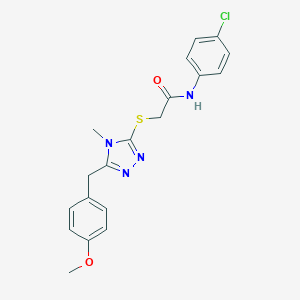 molecular formula C19H19ClN4O2S B305955 N-(4-chlorophenyl)-2-{[5-(4-methoxybenzyl)-4-methyl-4H-1,2,4-triazol-3-yl]sulfanyl}acetamide 