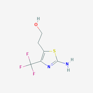 molecular formula C6H7F3N2OS B3059562 2-[2-Amino-4-(trifluoromethyl)thiazol-5-YL]ethanol CAS No. 69243-07-8