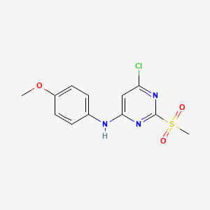 molecular formula C12H12ClN3O3S B3059594 6-Chloro-2-(methanesulfonyl)-N-(4-methoxyphenyl)pyrimidin-4-amine CAS No. 86627-03-4