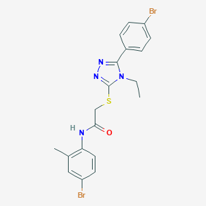 molecular formula C19H18Br2N4OS B305963 N-(4-bromo-2-methylphenyl)-2-{[5-(4-bromophenyl)-4-ethyl-4H-1,2,4-triazol-3-yl]sulfanyl}acetamide 