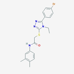 molecular formula C20H21BrN4OS B305965 2-{[5-(4-bromophenyl)-4-ethyl-4H-1,2,4-triazol-3-yl]sulfanyl}-N-(3,4-dimethylphenyl)acetamide 