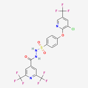 molecular formula C20H10ClF9N4O4S B3059663 N'-(4-{[3-chloro-5-(trifluoromethyl)pyridin-2-yl]oxy}benzenesulfonyl)-2,6-bis(trifluoromethyl)pyridine-4-carbohydrazide CAS No. 1092346-64-9