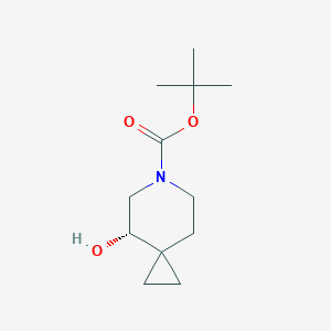 molecular formula C12H21NO3 B3059669 6-氮杂螺[2.5]辛烷-6-羧酸，4-羟基-，1,1-二甲基乙酯，(4S)- CAS No. 1101840-73-6