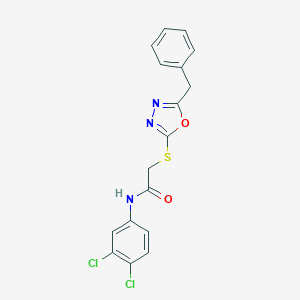molecular formula C17H13Cl2N3O2S B305967 2-[(5-benzyl-1,3,4-oxadiazol-2-yl)sulfanyl]-N-(3,4-dichlorophenyl)acetamide 