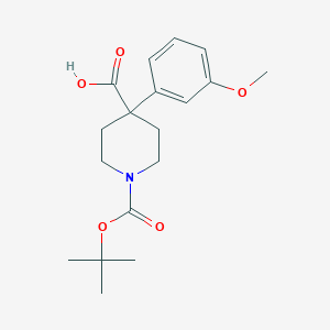 molecular formula C18H25NO5 B3059688 1-(tert-Butoxycarbonyl)-4-(3-methoxyphenyl)piperidine-4-carboxylic acid CAS No. 1158750-63-0