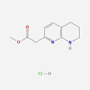 molecular formula C11H15ClN2O2 B3059691 Methyl 2-(5,6,7,8-tetrahydro-1,8-naphthyridin-2-yl)acetate hydrochloride CAS No. 1159823-05-8