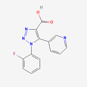 molecular formula C14H9FN4O2 B3059698 1-(2-Fluorophenyl)-5-pyridin-3-yl-1H-1,2,3-triazole-4-carboxylic acid CAS No. 1166831-69-1