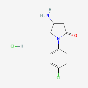 molecular formula C10H12Cl2N2O B3059703 4-Amino-1-(4-chlorophenyl)pyrrolidin-2-one hydrochloride CAS No. 1177345-96-8