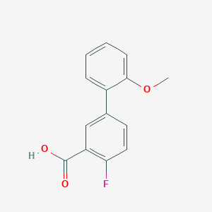 molecular formula C14H11FO3 B3059704 2-Fluoro-5-(2-methoxyphenyl)benzoic acid CAS No. 1178303-59-7