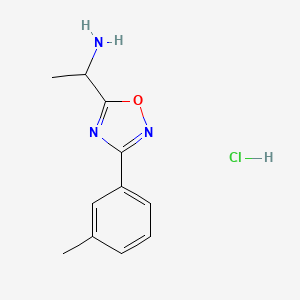 molecular formula C11H14ClN3O B3059708 1-(3-m-Tolyl-[1,2,4]oxadiazol-5-yl)-ethylamine hydrochloride CAS No. 1185294-74-9