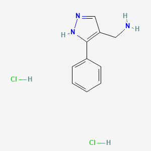 molecular formula C10H12ClN3 B3059709 [(3-Phenyl-1h-pyrazol-4-yl)methyl]amine dihydrochloride CAS No. 1185297-14-6