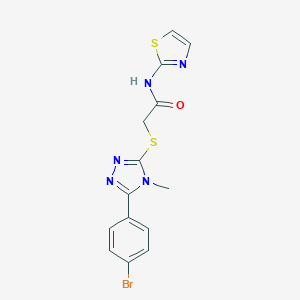 molecular formula C14H12BrN5OS2 B305971 2-{[5-(4-bromophenyl)-4-methyl-4H-1,2,4-triazol-3-yl]sulfanyl}-N-(1,3-thiazol-2-yl)acetamide 