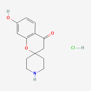 molecular formula C13H16ClNO3 B3059716 7-Hydroxyspiro[chroman-2,4'-piperidin]-4-one hydrochloride CAS No. 1198416-86-2