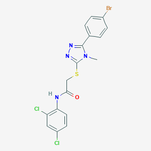 molecular formula C17H13BrCl2N4OS B305972 2-{[5-(4-bromophenyl)-4-methyl-4H-1,2,4-triazol-3-yl]sulfanyl}-N-(2,4-dichlorophenyl)acetamide 