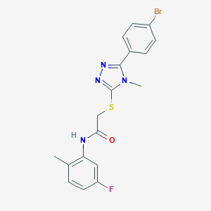molecular formula C18H16BrFN4OS B305973 2-{[5-(4-bromophenyl)-4-methyl-4H-1,2,4-triazol-3-yl]sulfanyl}-N-(5-fluoro-2-methylphenyl)acetamide 