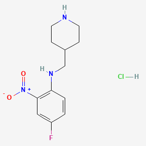 4-Fluoro-2-nitro-N-(piperidin-4-ylmethyl)aniline hydrochloride