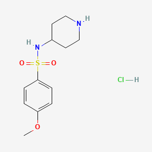 molecular formula C12H19ClN2O3S B3059750 4-Methoxy-N-(piperidin-4-yl)benzenesulfonamide hydrochloride CAS No. 1233955-49-1