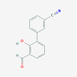 molecular formula C14H9NO2 B3059766 6-(3-氰基苯基)-2-甲酰基苯酚 CAS No. 1258618-92-6