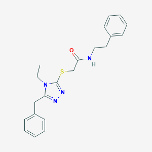 molecular formula C21H24N4OS B305978 2-[(5-benzyl-4-ethyl-4H-1,2,4-triazol-3-yl)sulfanyl]-N-(2-phenylethyl)acetamide 