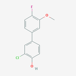 molecular formula C13H10ClFO2 B3059786 2-Chloro-4-(4-fluoro-3-methoxyphenyl)phenol CAS No. 1261920-40-4