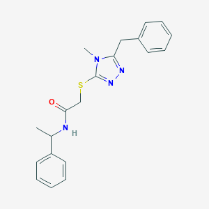 molecular formula C20H22N4OS B305982 2-[(5-benzyl-4-methyl-4H-1,2,4-triazol-3-yl)sulfanyl]-N-(1-phenylethyl)acetamide 