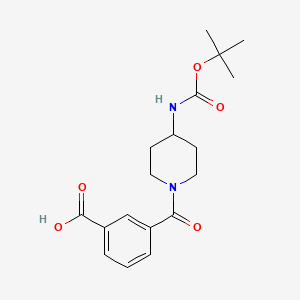 molecular formula C18H24N2O5 B3059822 3-[4-(tert-Butoxycarbonylamino)piperidine-1-carbonyl]benzoic acid CAS No. 1286275-71-5