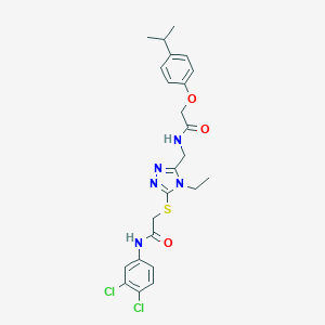 molecular formula C24H27Cl2N5O3S B305983 N-(3,4-dichlorophenyl)-2-({4-ethyl-5-[({[4-(propan-2-yl)phenoxy]acetyl}amino)methyl]-4H-1,2,4-triazol-3-yl}sulfanyl)acetamide 