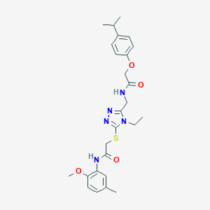 molecular formula C26H33N5O4S B305984 2-({4-ethyl-5-[({[4-(propan-2-yl)phenoxy]acetyl}amino)methyl]-4H-1,2,4-triazol-3-yl}sulfanyl)-N-(2-methoxy-5-methylphenyl)acetamide 