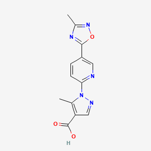 molecular formula C13H11N5O3 B3059848 5-methyl-1-[5-(3-methyl-1,2,4-oxadiazol-5-yl)pyridin-2-yl]-1H-pyrazole-4-carboxylic acid CAS No. 1351398-06-5