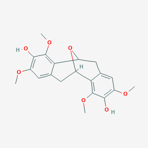 molecular formula C20H22O7 B3059866 3,5,11,13-四甲氧基-17-氧杂四环[7.7.1.0^{2,7}.0^{10,15}]十七烷-2,4,6,10(15),11,13-六烯-4,12-二醇 CAS No. 1379610-45-3