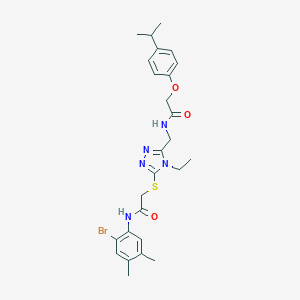 molecular formula C26H32BrN5O3S B305988 N-(2-bromo-4,5-dimethylphenyl)-2-({4-ethyl-5-[({[4-(propan-2-yl)phenoxy]acetyl}amino)methyl]-4H-1,2,4-triazol-3-yl}sulfanyl)acetamide 