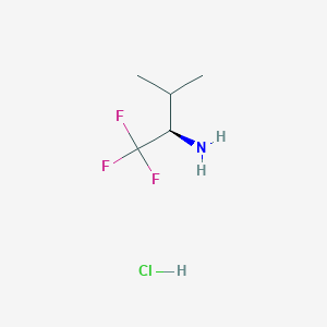 molecular formula C5H11ClF3N B3059883 (R)-1,1,1-Trifluoro-3-methyl-2-butylamine hydrochloride CAS No. 1389320-34-6