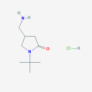 molecular formula C9H19ClN2O B3059888 4-(Aminomethyl)-1-tert-butylpyrrolidin-2-one hydrochloride CAS No. 1390654-88-2